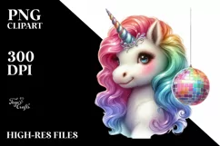 colorful Baby Unicorn with Disco PNG Product Image 3