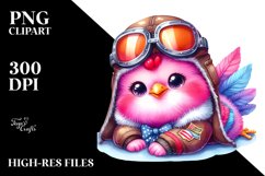 Colorful Vibrant Baby Rooster in Aviator Suit PNG Product Image 2