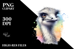 Vibrant Watercolor Rhea Smiling Clipart Product Image 2