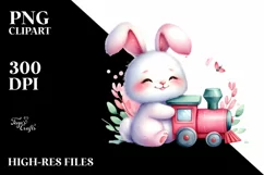 Vibrant Pinkish Rabbit | Watercolor Clipart Product Image 1