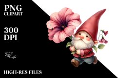 Cute Gnome with Petunia PNG Product Image 2