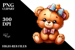 Vibrant Plush Bear Watercolor | Sublimation | Clipart Product Image 1