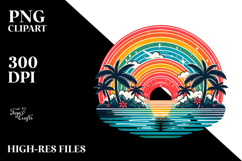 Retro Tropical Rainbow Sunset PNG Product Image 2