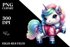 Colorful Baby Unicorn in Collegiate Shag Dancer&#039;s Outfit, Product Image 1