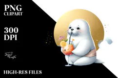 Cute Walrus in Beachwear PNG Product Image 2