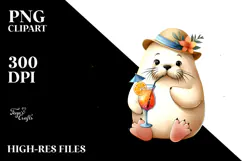 Cute Walrus in Beachwear, Transparent PNG Product Image 2