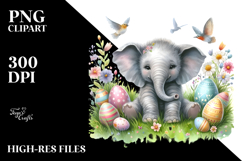 Whimsical Baby Elephant Watercolor PNG Product Image 2