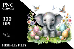 Whimsical Baby Elephant Watercolor PNG Product Image 2