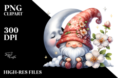 Cute Gnome with Jasmine and Azalea PNG Product Image 2