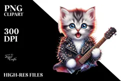 Cute Baby Kitten Rocker Look PNG Product Image 2