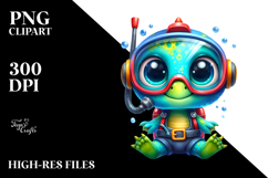 Vibrant Watercolor Crazy Eyes Baby Dinosaur PNG Product Image 2