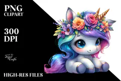 Playful Baby Unicorn PNG Product Image 2