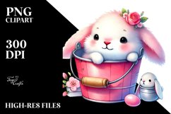 Colorful Pinkish Rabbit Resting PNG Product Image 2
