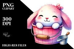 Colorful Pinkish Rabbit Resting PNG Product Image 2