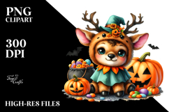 Vibrant Baby Elk Halloween Scenery Clipart Product Image 2