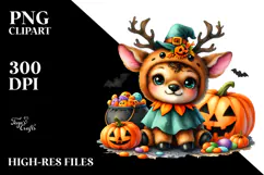Vibrant Baby Elk Halloween Scenery Clipart Product Image 2