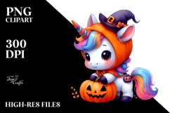 Cute Halloween Unicorn Clipart Product Image 2