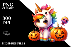 Adorable Baby Unicorn Halloween Clipart Product Image 2