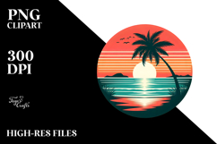 Retro Tropical Island Sunset PNG Product Image 2