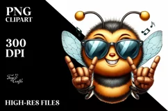 Smiling Bee with Sunglasses | Watercolor Clipart Product Image 1