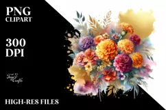 Vibrant Bouquet Watercolor Abstract | Sublimation | Clipart Product Image 3