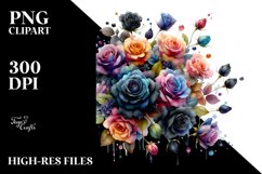 Colorfull Black Roses Glossy Petals White Background | Product Image 1