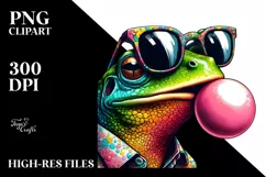 Frog Portrait with Sunglasses | Watercolor Clipart Product Image 3