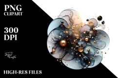 Glossy Cosmos with Golden Insertions, PNG Product Image 2