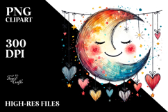 Smiling Moon Hearts PNG Product Image 2