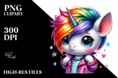 Cute Unicorn Jumping with Cool Haircut, Transparent PNG Product Image 3