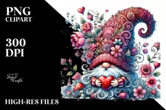 Colorful Watercolor Gnome Hearts PNG Product Image 2