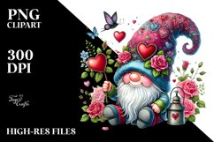 Colorful Watercolor Gnome Hearts PNG Product Image 2