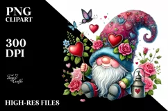 Colorful Watercolor Gnome Hearts PNG Product Image 2