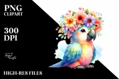 Cute Cartoon-Style Macaw PNG Product Image 1