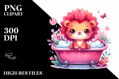 Vibrant Pink-ish Cute Baby Lion Bathtub Product Image 1