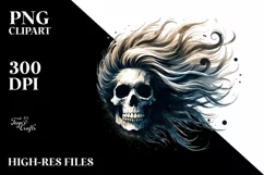 Halloween Skull with Hair, Transparent PNG Product Image 3