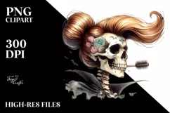 Halloween Skull with Hair, Transparent PNG Product Image 3