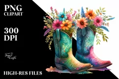 Colorful Cowboy Boots Flower Pot | Clipart Product Image 1