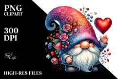 Valentines Gnome with Roses PNG Product Image 2