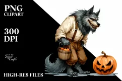 Simple Halloween Werewolf Clipart, High-Res PNG Product Image 1
