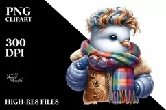 Funny Baby Dove Dressed for Winter PNG Product Image 1