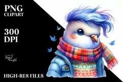 Funny Baby Dove Dressed for Winter PNG Product Image 3
