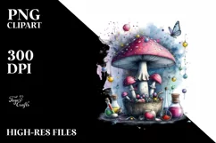 Magical Mushroom Watercolor PNG Product Image 1