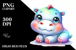 Colorful Watercolor Baby Hippo Sleeping | Sublimation | Product Image 3