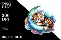 Colorful Baby Tiger Moon Clipart Product Image 3