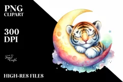 Colorful Baby Tiger Moon Clipart Product Image 1