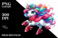 cute Baby Unicorn Running PNG Product Image 1