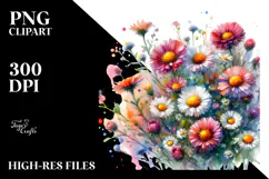 Colorful Daisy Petals Watercolor PNG Product Image 2