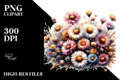 Colorful Daisy with Gold Insertions Watercolor PNG Product Image 2