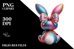 Glittery Bunny Sitting PNG Product Image 2